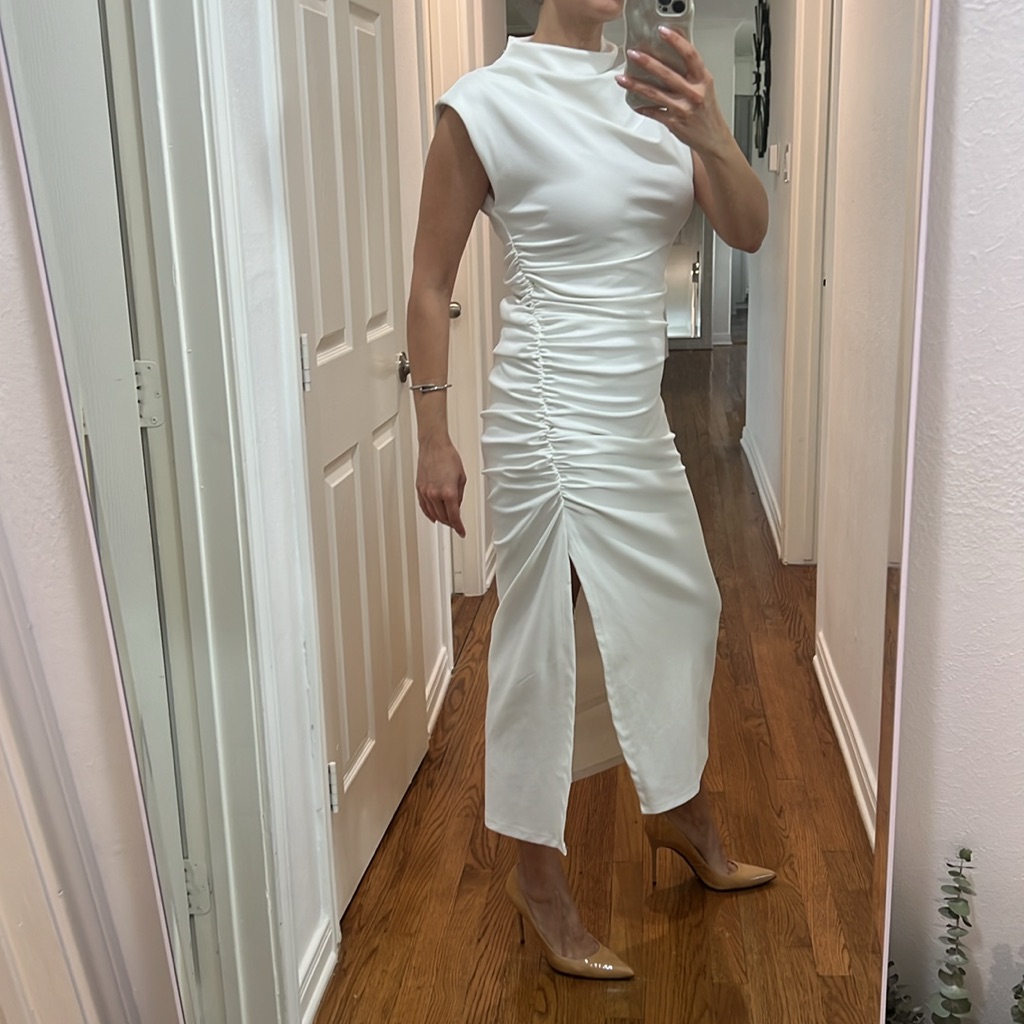 Anthropologie Elegant White Sleeveless Dress